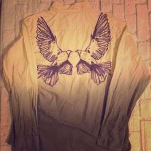 Raw Embroidered Button Up Dove XL